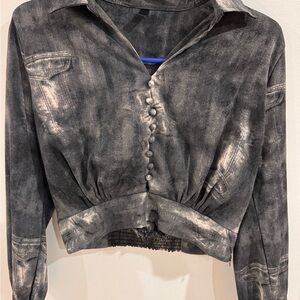 Women's Black Button-Up Top